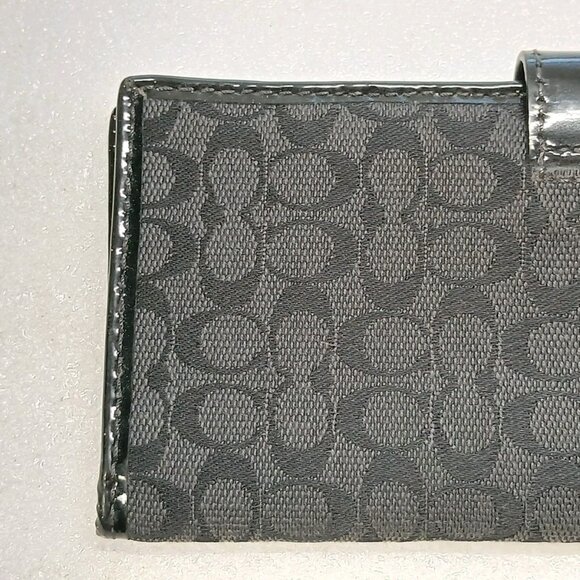 Coach Black Signature Canvas & Leather Tab Snap Wallet F10709 VGUC - Picture 9 of 15